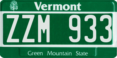 VT license plate ZZM933