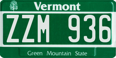 VT license plate ZZM936