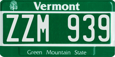 VT license plate ZZM939