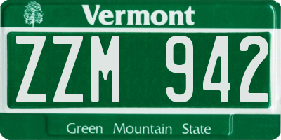 VT license plate ZZM942