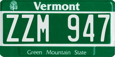 VT license plate ZZM947