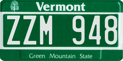VT license plate ZZM948