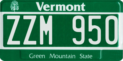 VT license plate ZZM950