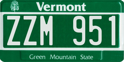 VT license plate ZZM951