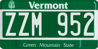 VT license plate ZZM952