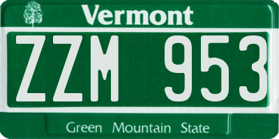 VT license plate ZZM953