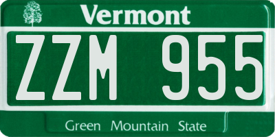 VT license plate ZZM955