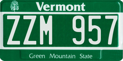 VT license plate ZZM957