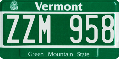 VT license plate ZZM958