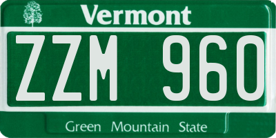 VT license plate ZZM960