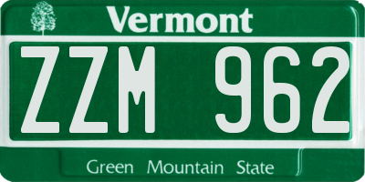 VT license plate ZZM962