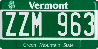 VT license plate ZZM963