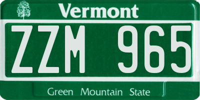 VT license plate ZZM965