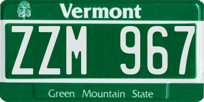 VT license plate ZZM967