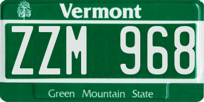 VT license plate ZZM968