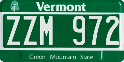 VT license plate ZZM972