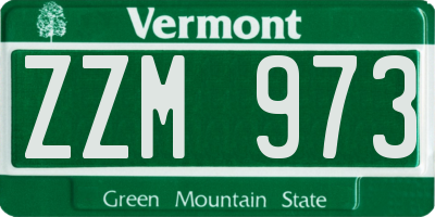 VT license plate ZZM973