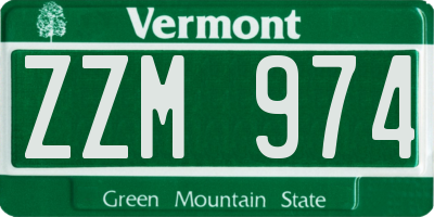 VT license plate ZZM974