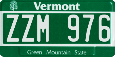 VT license plate ZZM976