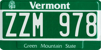 VT license plate ZZM978