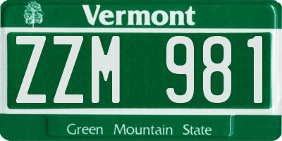 VT license plate ZZM981