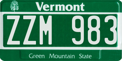 VT license plate ZZM983
