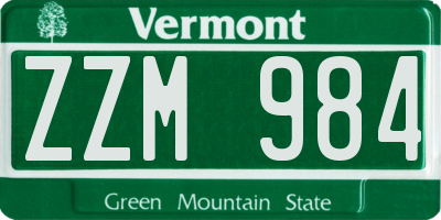 VT license plate ZZM984