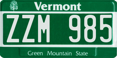 VT license plate ZZM985