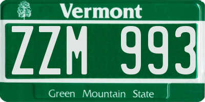 VT license plate ZZM993