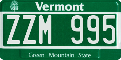 VT license plate ZZM995