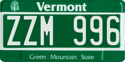 VT license plate ZZM996