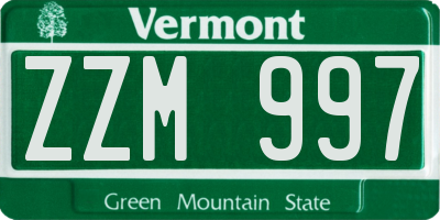 VT license plate ZZM997