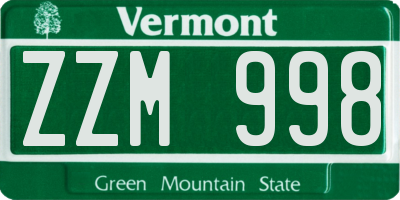 VT license plate ZZM998
