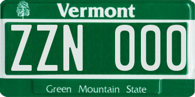 VT license plate ZZN000