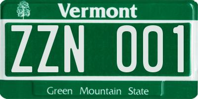 VT license plate ZZN001