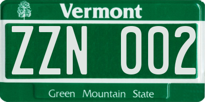 VT license plate ZZN002