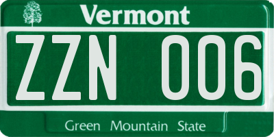 VT license plate ZZN006