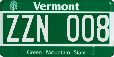 VT license plate ZZN008