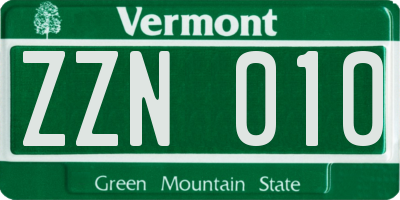 VT license plate ZZN010