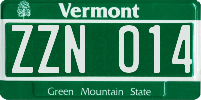 VT license plate ZZN014