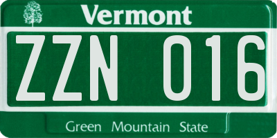 VT license plate ZZN016