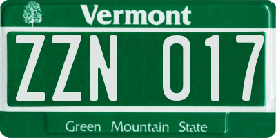 VT license plate ZZN017