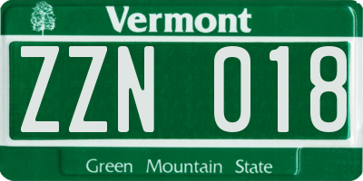 VT license plate ZZN018