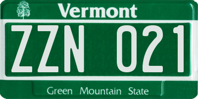 VT license plate ZZN021