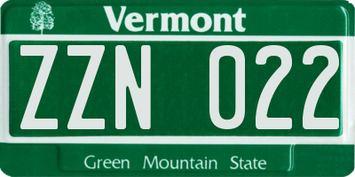 VT license plate ZZN022