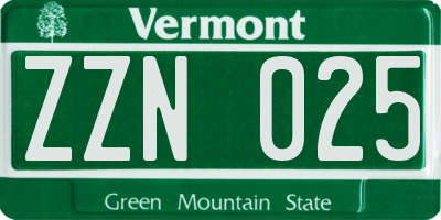 VT license plate ZZN025