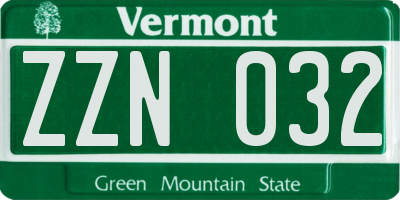 VT license plate ZZN032