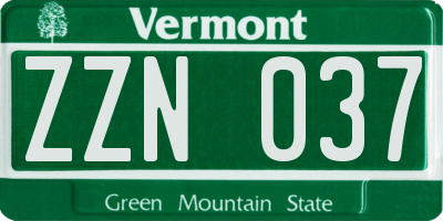VT license plate ZZN037