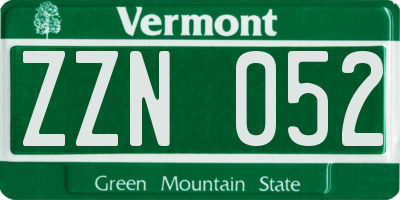 VT license plate ZZN052
