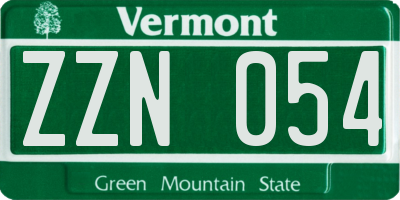 VT license plate ZZN054